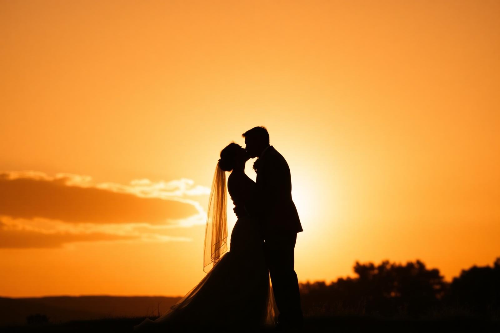 Sunset wedding silhouette